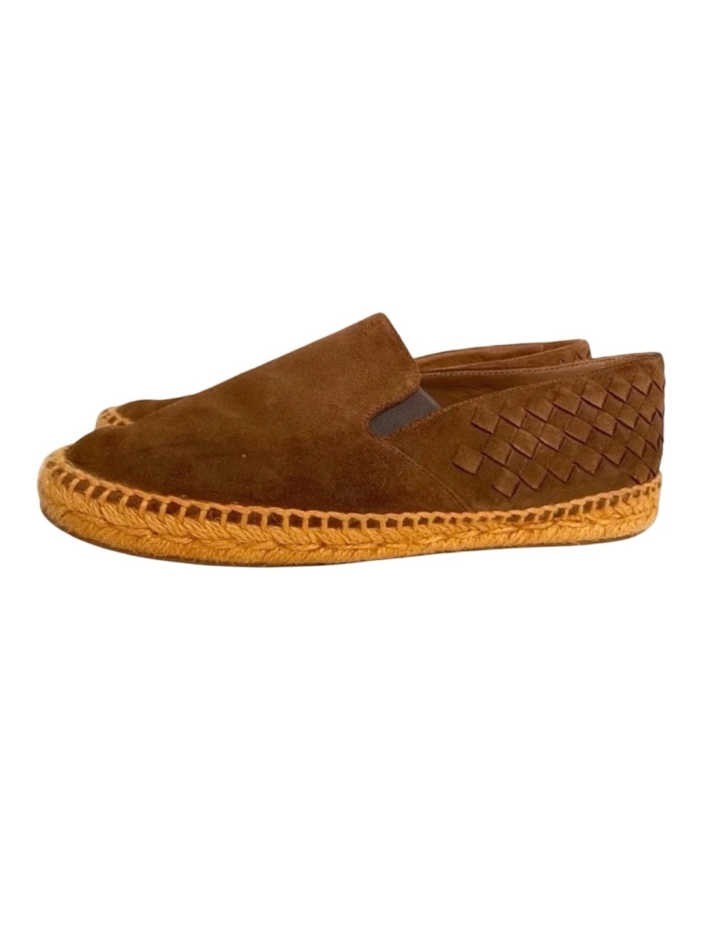 Bottega Veneta Intrecciato Suede Woven Espadrilles Mens 38 = US 5 Warm Tan EUC